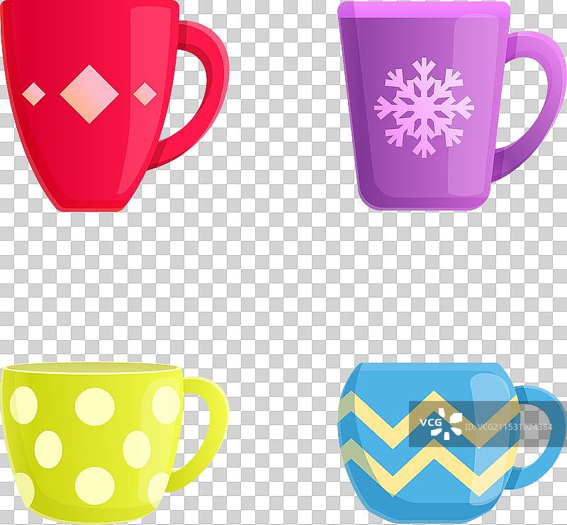 多彩的杯子图标卡通系列图片素材