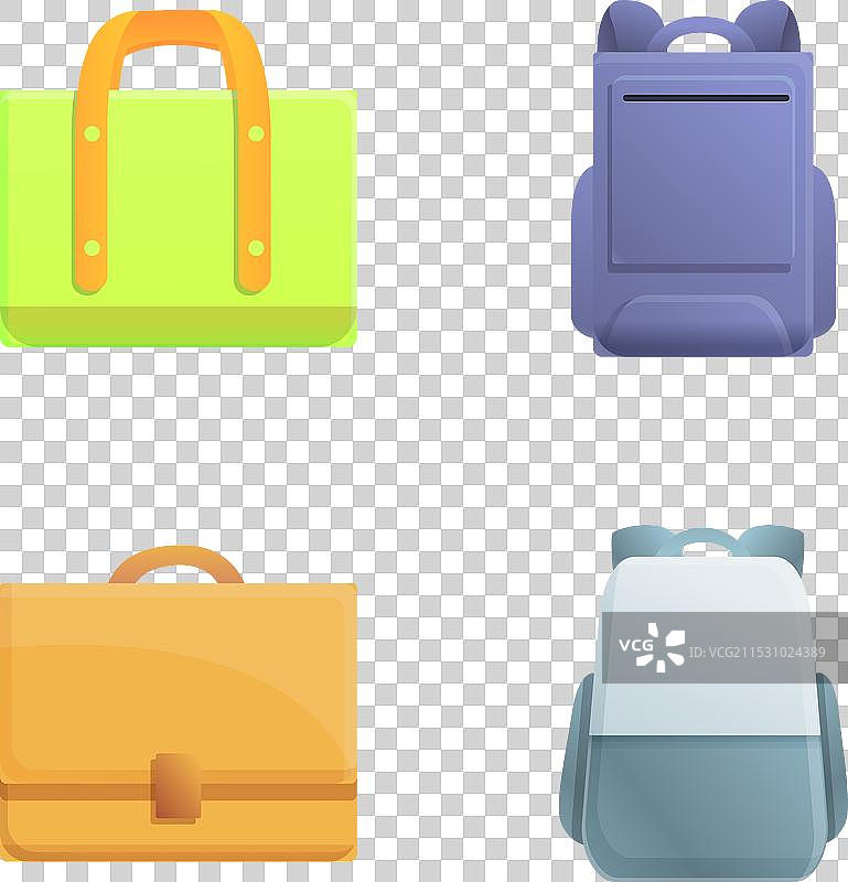 行李图标集，卡通风格的各种行李箱图片素材