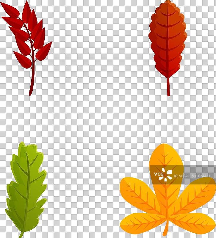 秋天树叶图标集 卡通树叶图片素材