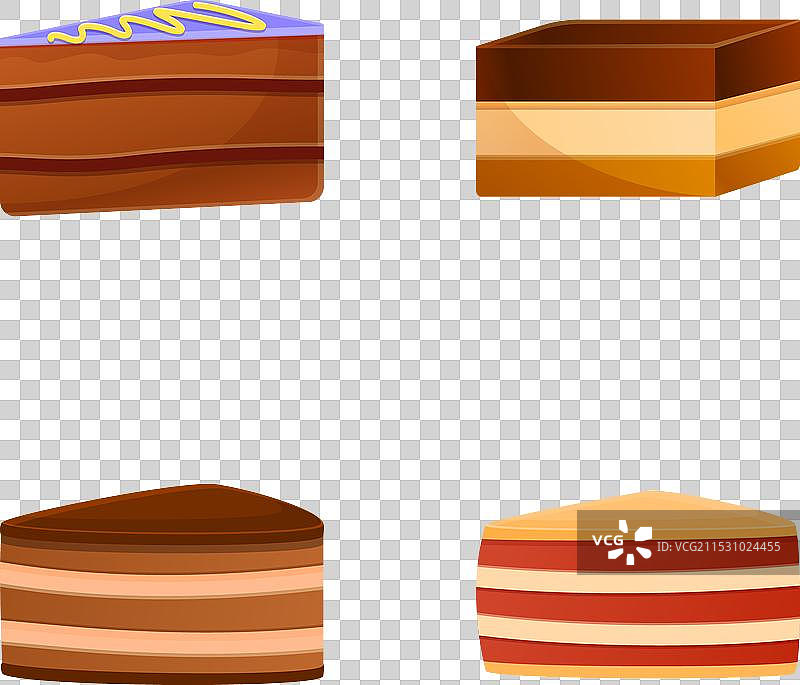 卡通风格的多彩蛋糕切片图标集图片素材