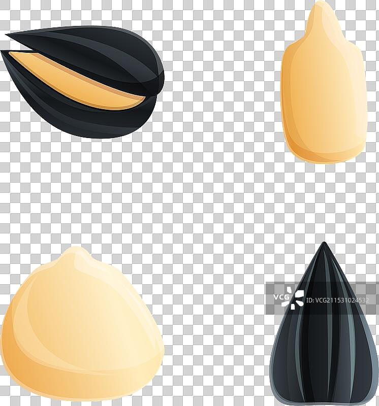 卡通剥皮向日葵种子图标集图片素材