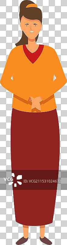 缅甸快乐女性图标卡通海报图片素材