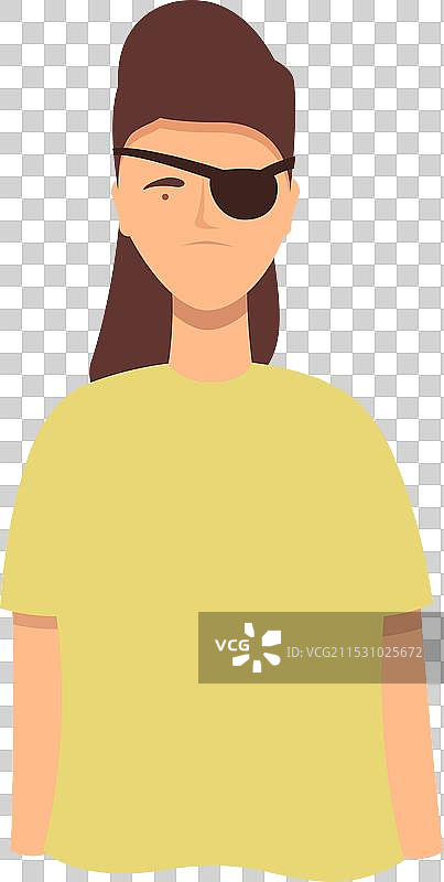 单眼女孩盲人图标卡通触觉图片素材