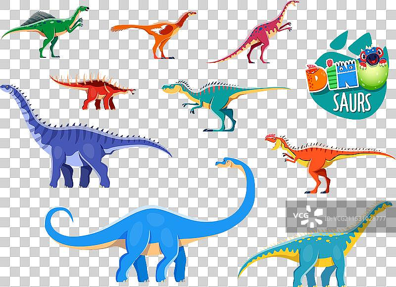 孤立的卡通恐龙搞笑爬行动物角色图片素材