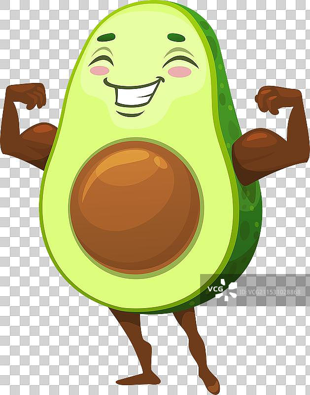 肌肉发达的卡通墨西哥鳄梨角色图片素材