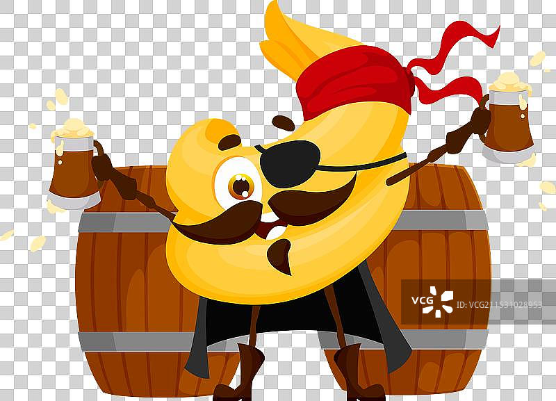 卡通意大利面海盗或私掠者与啤酒图片素材