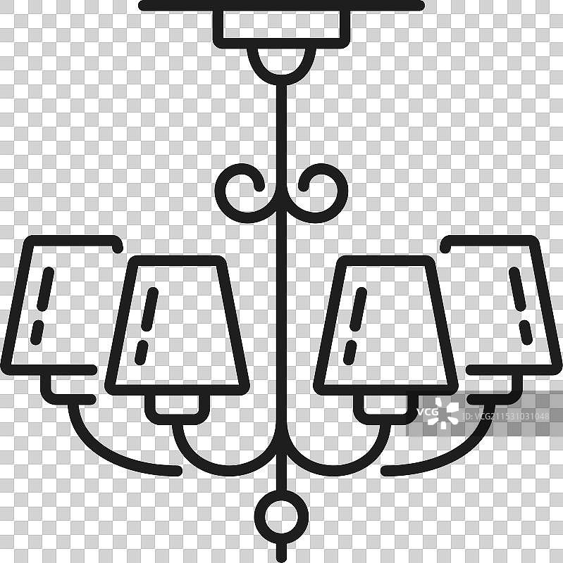 吊灯或天花板灯具线条图标图片素材