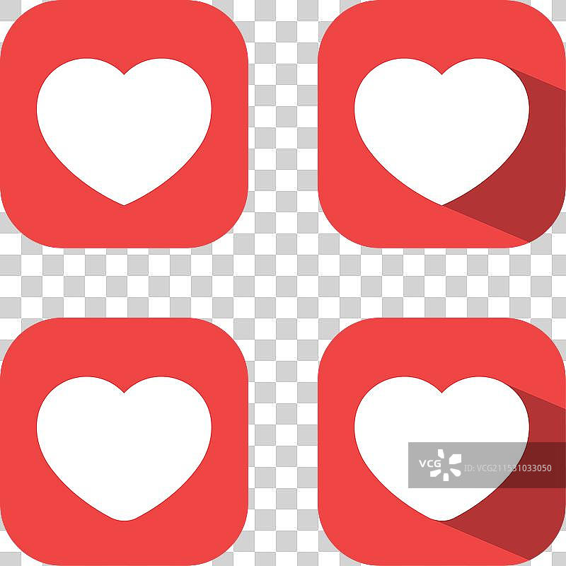 红色方形心形标志上的爱心图标图片素材