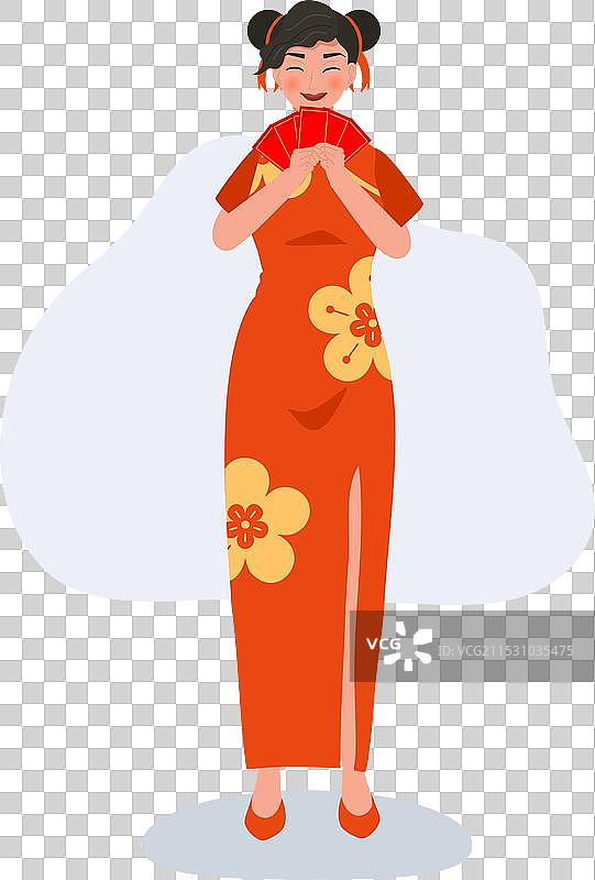 优雅的亚洲女性庆祝中国新年图片素材