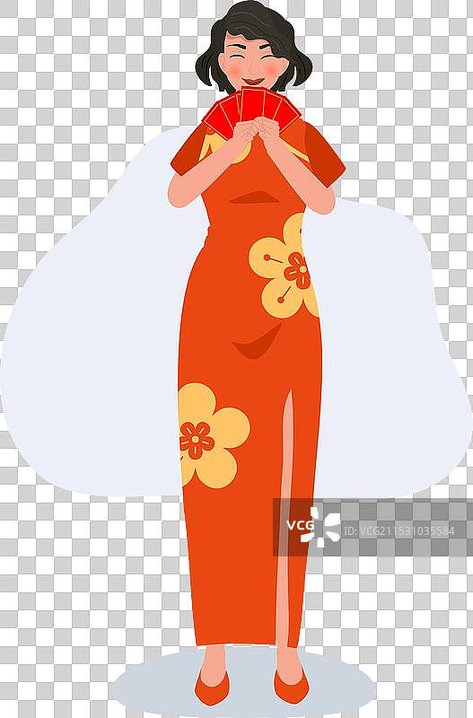 优雅的亚洲女性庆祝中国新年图片素材