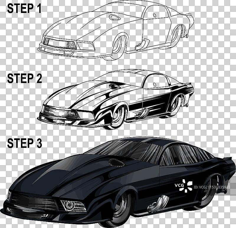 黑色拖曳赛车配有白色条纹图片素材