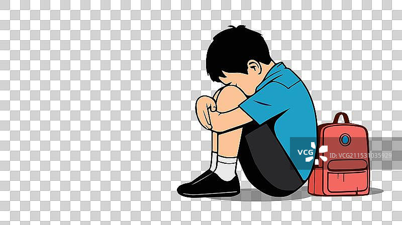 孤独和被遗弃的孩子右侧描绘图片素材