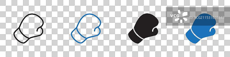 拳击手套图标轮廓集图片素材