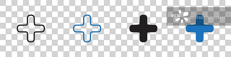 加号图标轮廓集图片素材