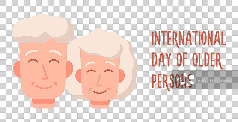 可爱的老年人肖像国际文本图片素材