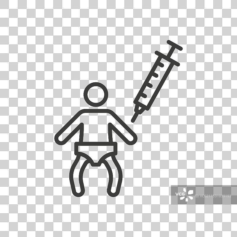 婴儿疫苗接种线条图标，背景为白色图片素材