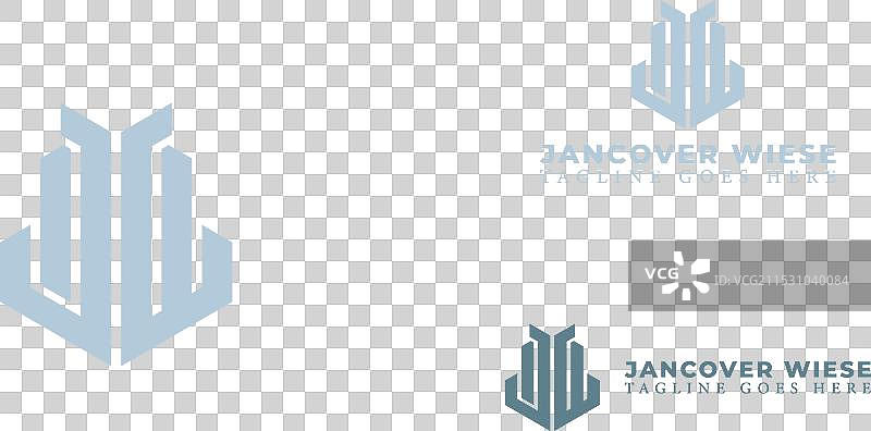 白色抽象首字母jw或wj标志图片素材