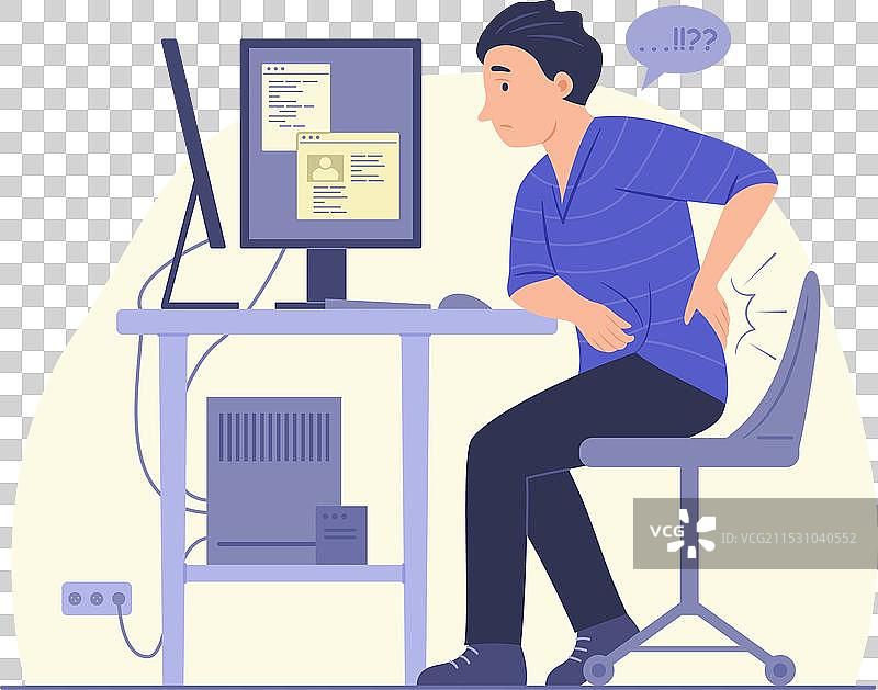 男子在工作时感到腰部疼痛图片素材