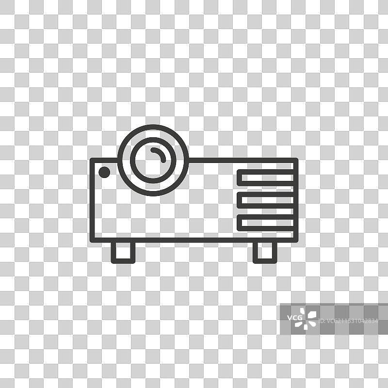 投影仪线条图标，背景为白色图片素材