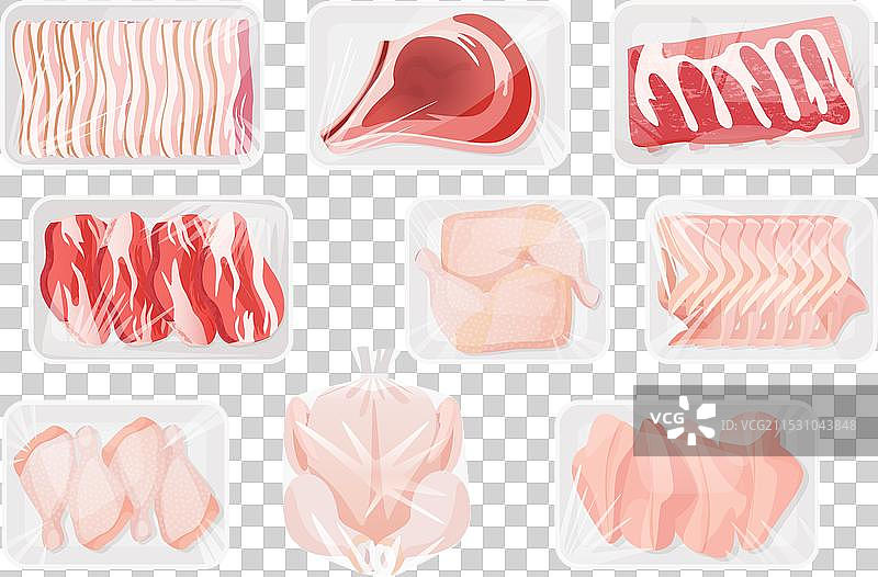 白色塑料容器中的生肉，俯视图图片素材
