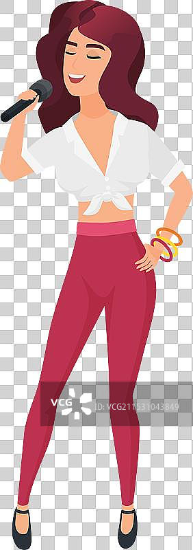 时尚女性在唱卡拉OK图片素材