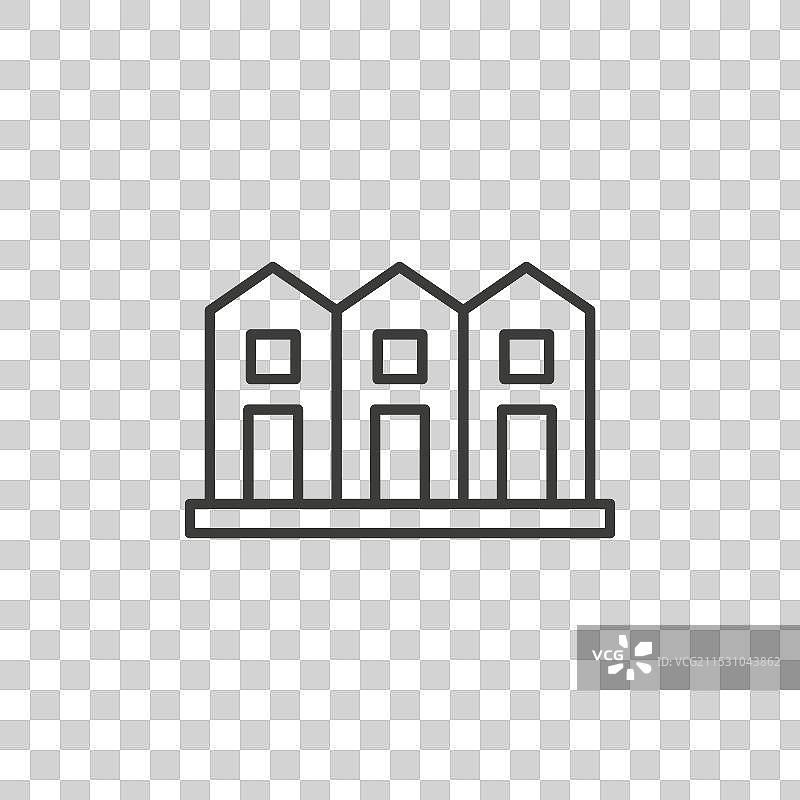 排屋线条图标，背景为白色图片素材