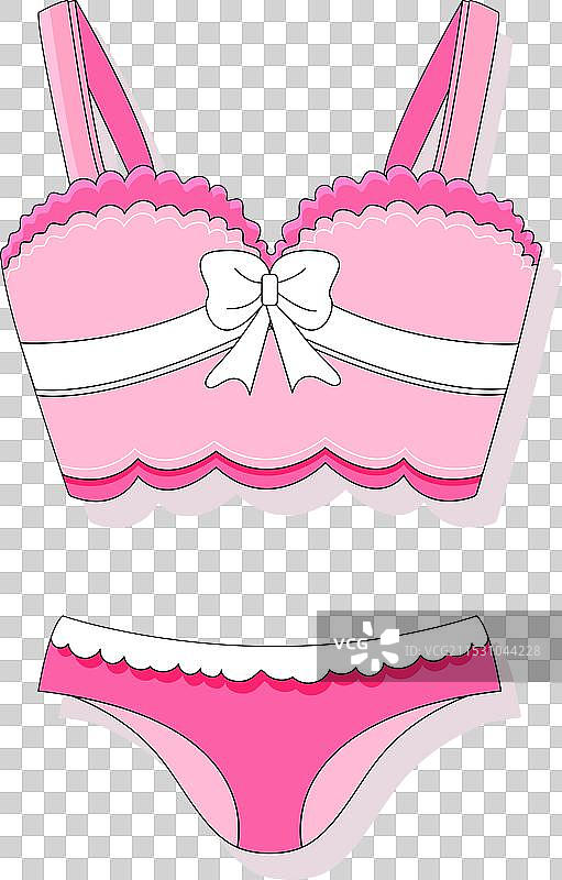 女孩风格的粉色内衣，芭比风格的卡通服装图片素材