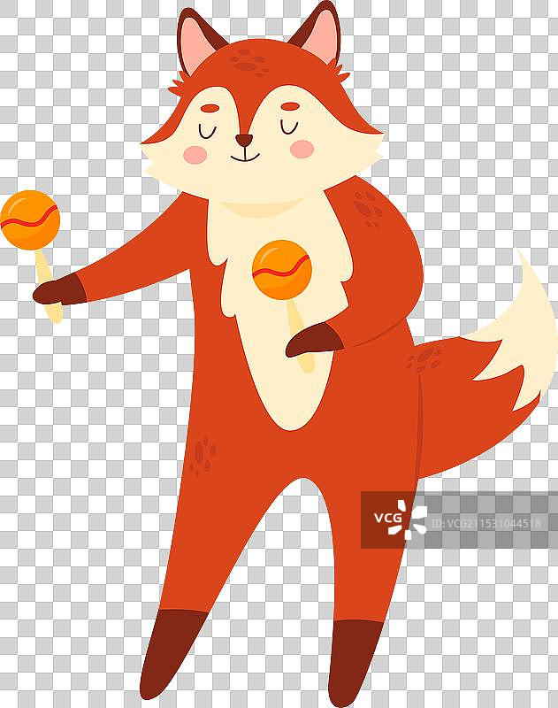 可爱的狐狸拿着沙锤图片素材