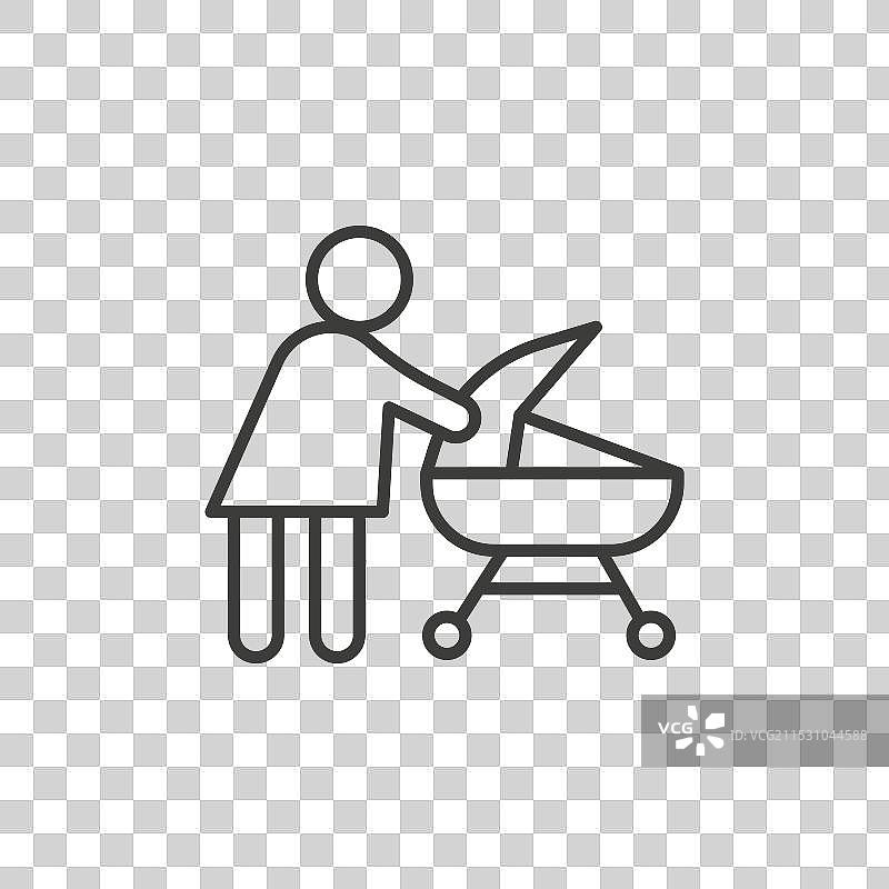 推着婴儿车的女性线条图标图片素材
