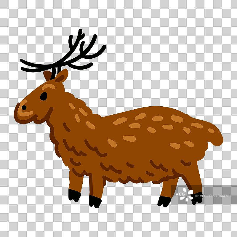 可爱的卡通鹿，背景为白色。图片素材