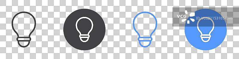 黑白色调的灯泡图标扁平化设计集图片素材