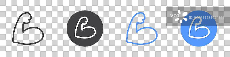 黑白色肌肉图标扁平化集合图片素材