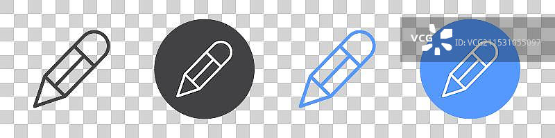 黑白色铅笔图标扁平化集合图片素材