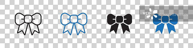 丝带蝴蝶结图标集轮廓图片素材