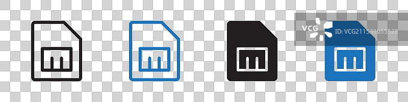 SIM卡图标轮廓集图片素材