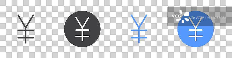 黑白色的日元图标扁平化设计集图片素材