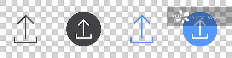 黑白色调的上传图标扁平化设计集图片素材