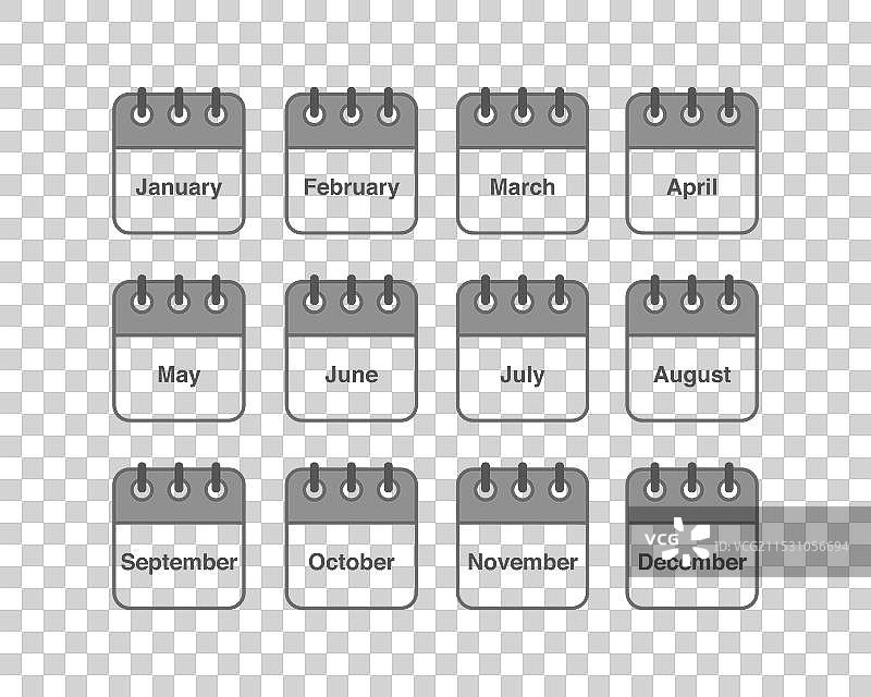 日常、每月、每年日历图标的图标集图片素材