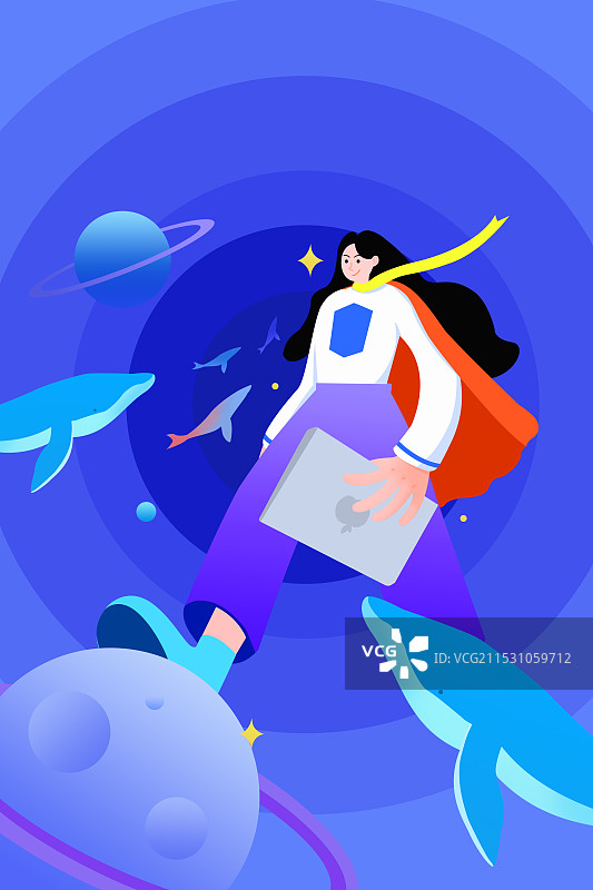 漫步在星空下的工作白领图片素材