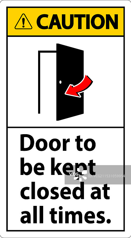 警告标志：门请始终保持关闭状态图片素材