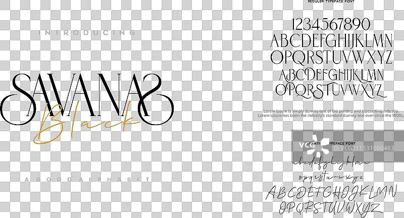 萨瓦纳斯黑色抽象时尚字体字母表图片素材