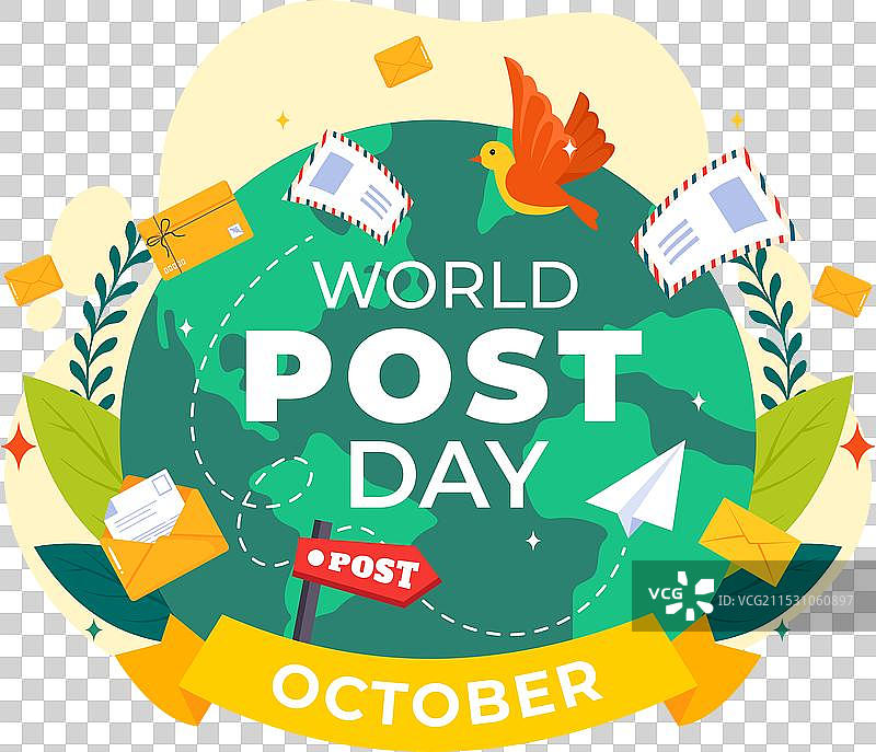 10月9日世界邮政日，主题为红色图片素材