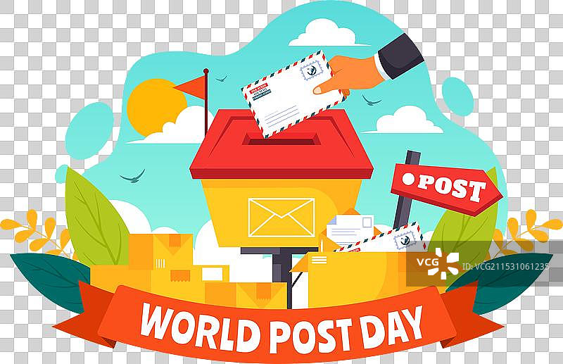 10月9日世界邮政日，主题为红色图片素材