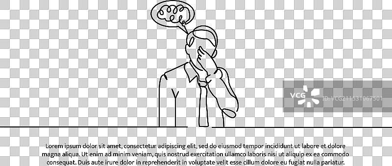 一个连续线条设计的悲伤男人图片素材