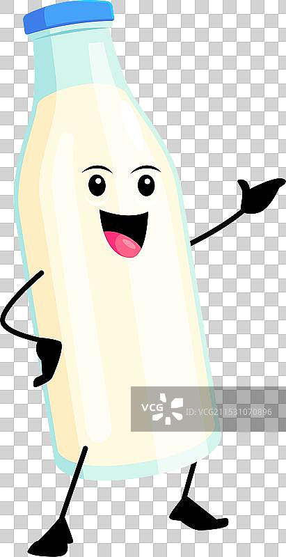 卡通快乐的牛奶瓶早餐角色图片素材