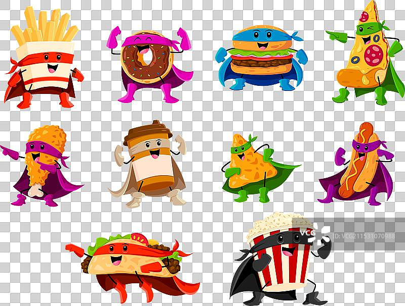 卡通快餐超级英雄角色图片素材