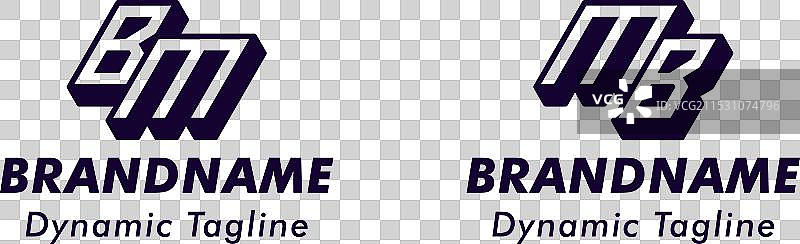 适合的3D字母BM和MB单色标志图片素材