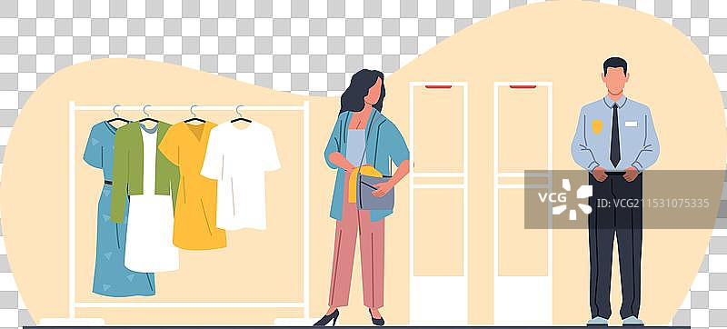 女性角色在商店偷东西图片素材