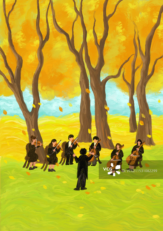 秋日森林音乐会图片素材