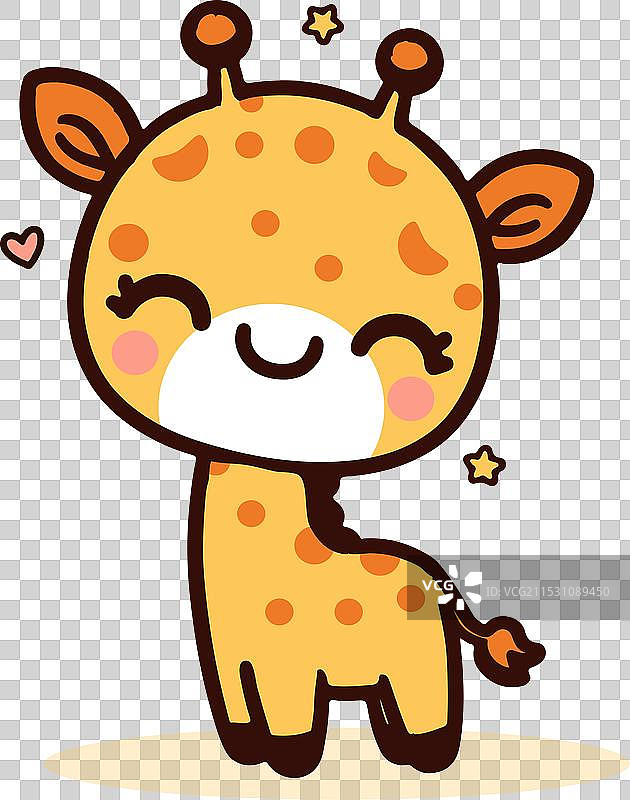 可爱的卡通小长颈鹿，独立展示图片素材